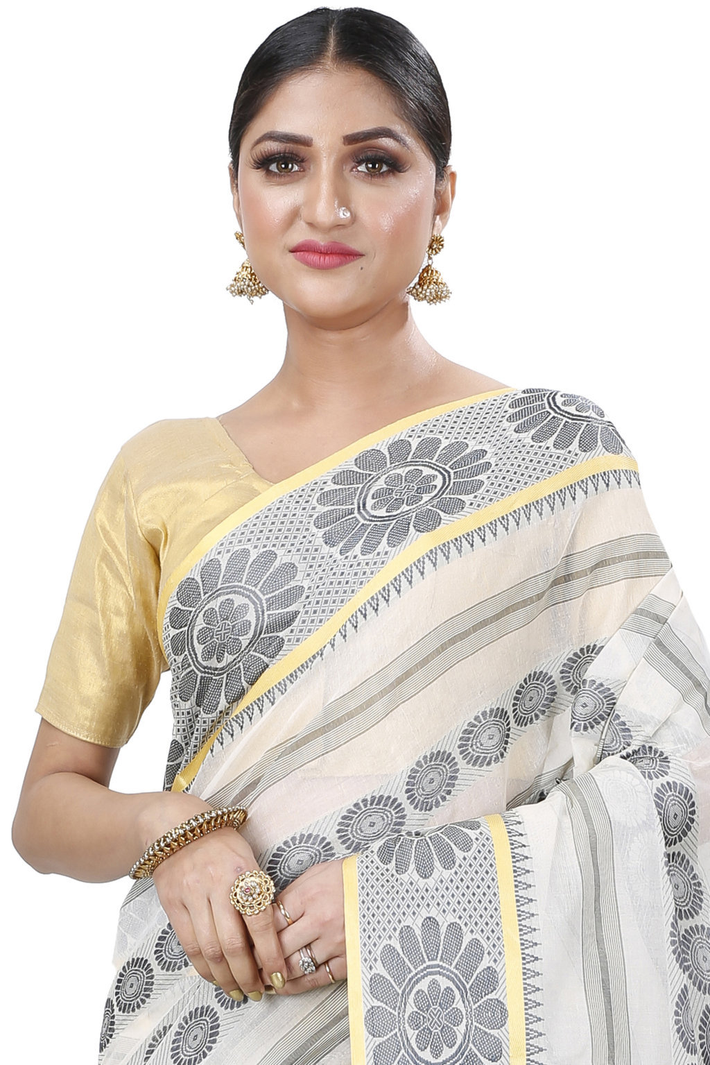 Silver Pure Cotton Chakro_Tant Tant Saree (1053)
